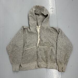 Vintage 60s Grey Blank Full Zip Distressed Hoodie